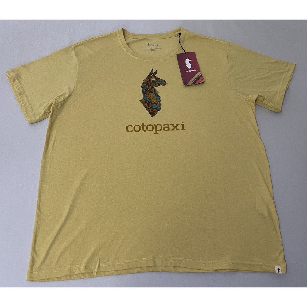 NWT Cotopaxi‎ Altitude Llama T Shirt Mens XXL Yellow Organic Graphic Outdoors